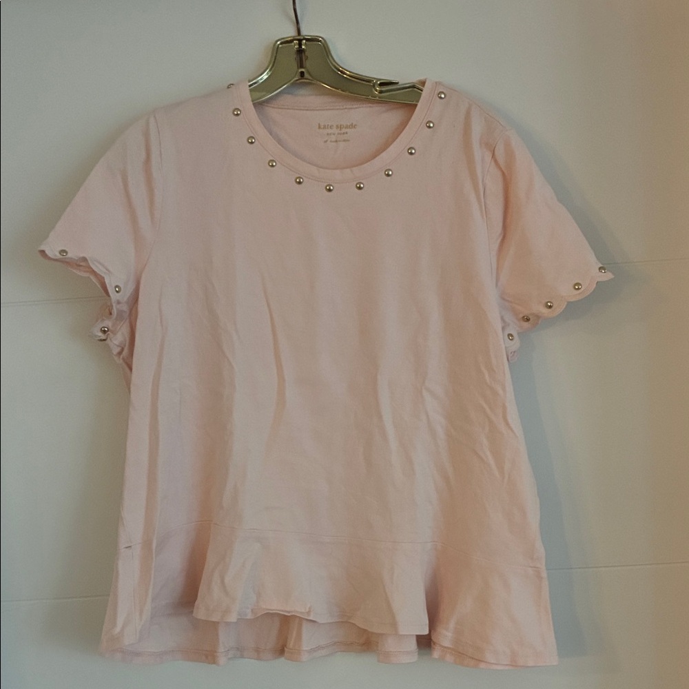 Kate Spade Light Pink Studded Short Sleeve Top